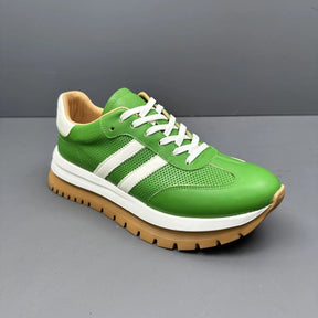 Handmade Retro Leather Thick Sole Hollow Breathable Casual Sneakers