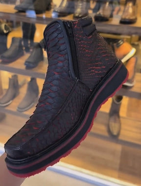 Vintage Cherry Python Cowboy Ankle Boots(Buy 2 Free Shipping✔️)