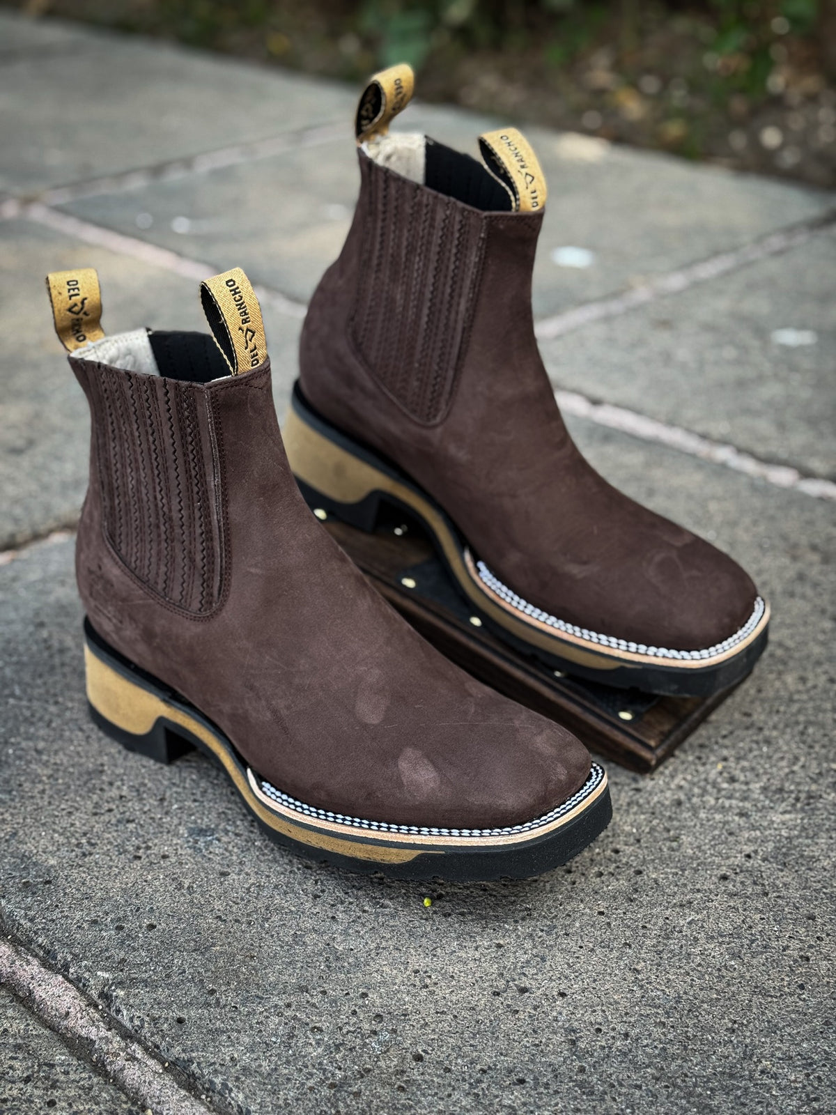 Vintage Square Toe Chelsea Boots