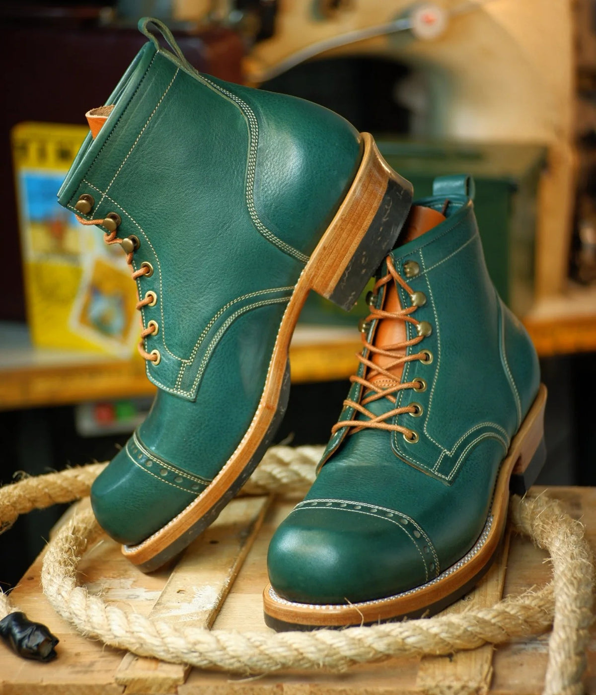 Vintage Leather Motorcycle Boots