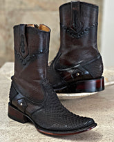 Artisanal Brown Python-Embossed Leather Men's Boots