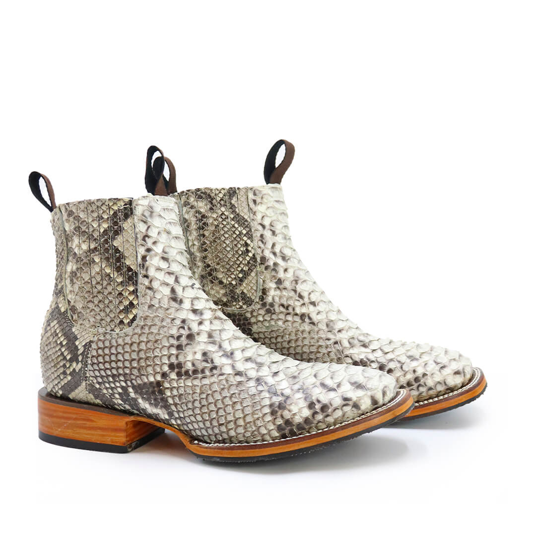 Men's Exotic Python Print Western Ankle Boots