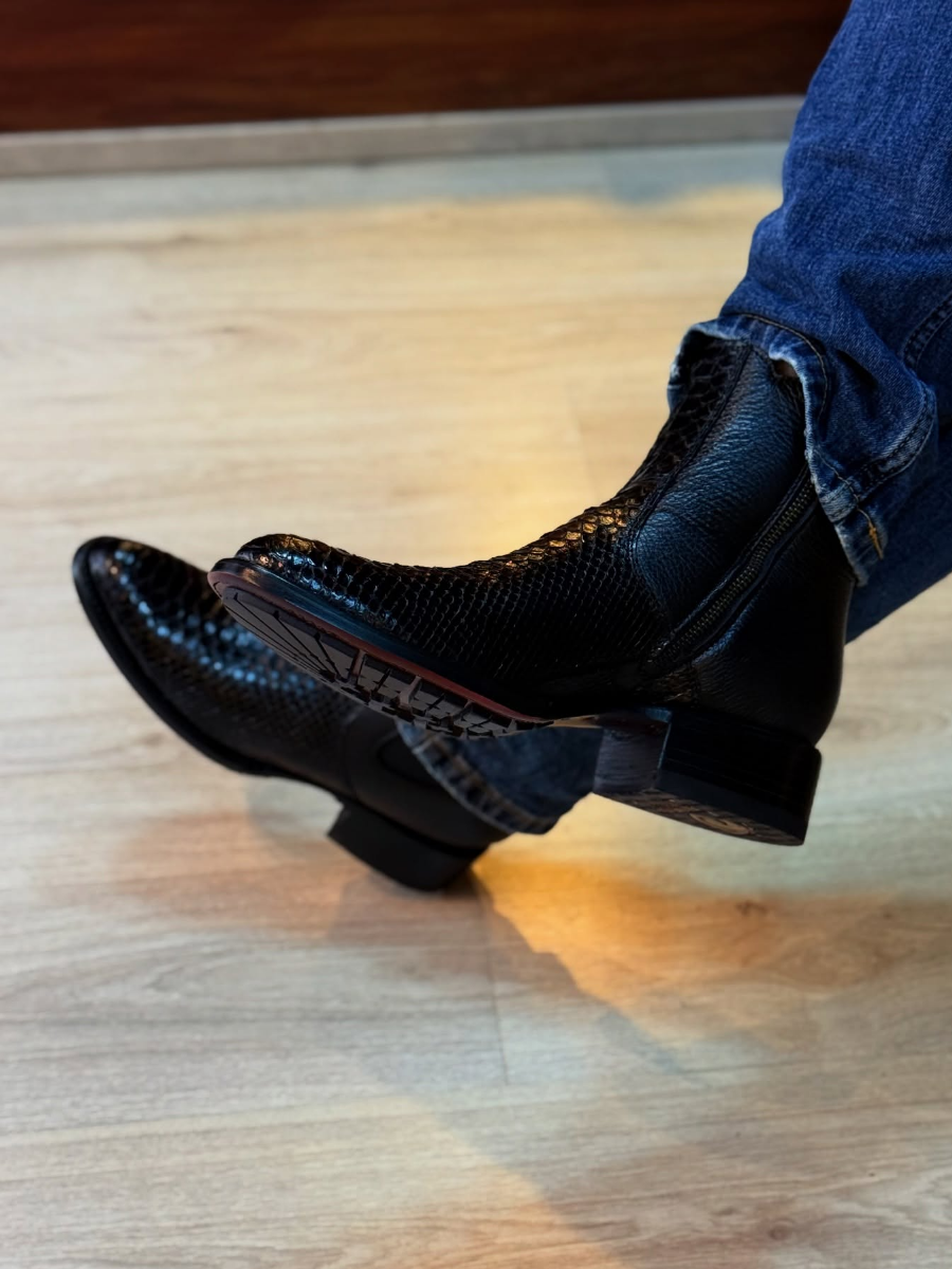 Snake Print Handmade Ankle Boots