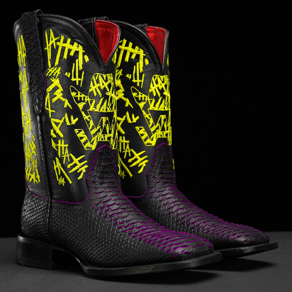 Chunky Heel Embroidered Martin Boots