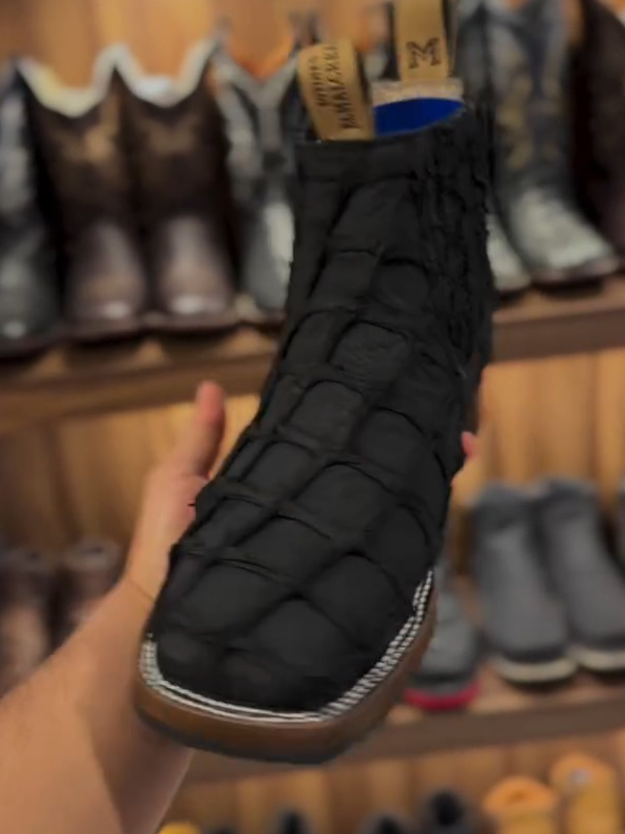Black Checkered Western Boots