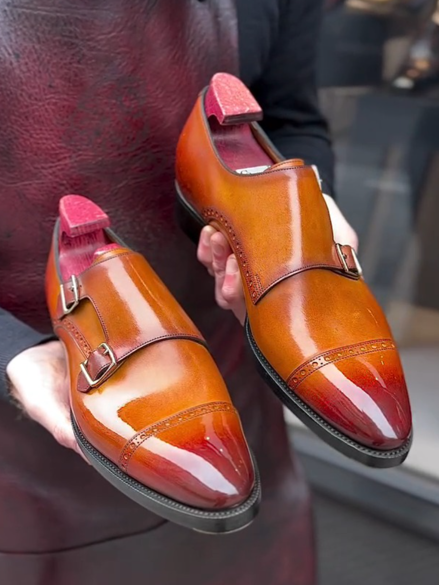 Double Buckle Business Formal Leather Shoes
