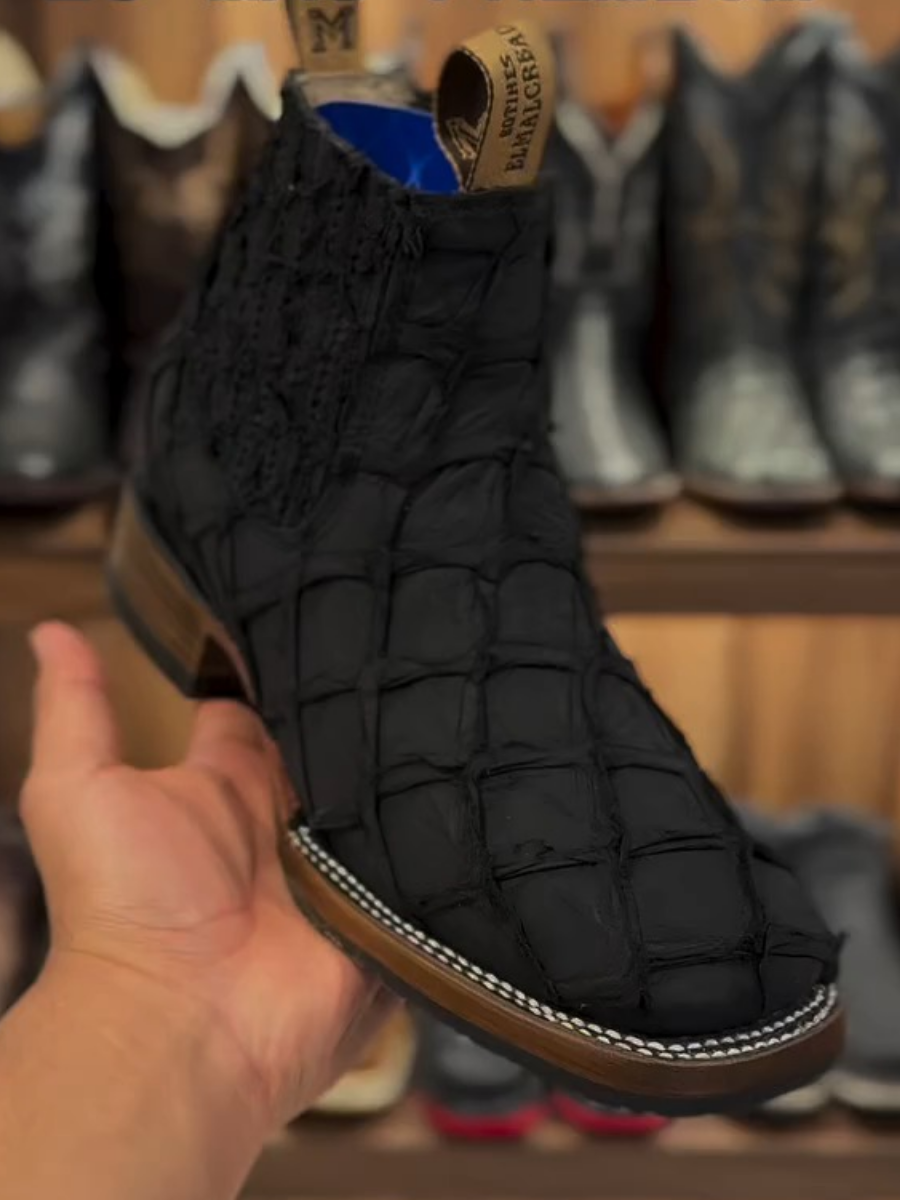 Black Checkered Western Boots