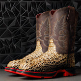 Men's Square-toe Crocodile Embroidered Boots