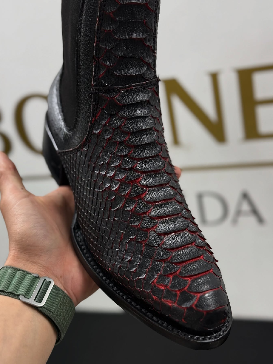 Thick Heel Knight Crocodile Men's Boots