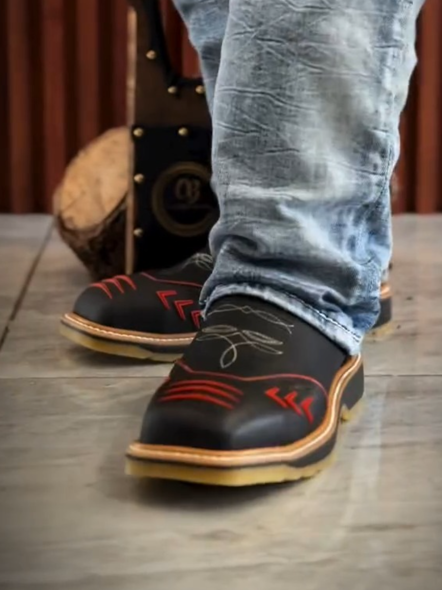 Black Embroidered High Boots
