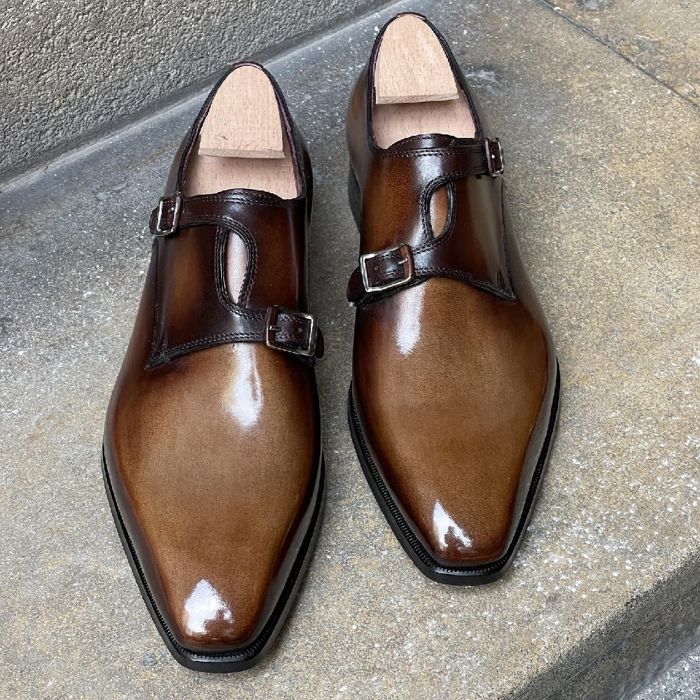 Handmade Leather Double Buckle Shoes