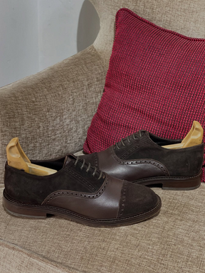 Handmade Brogue Carved Suede Shoes
