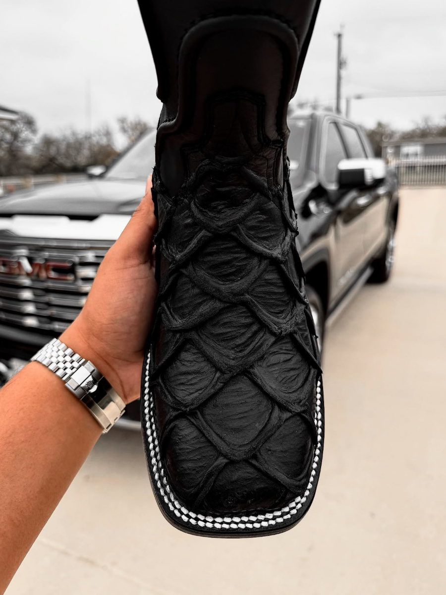 Matte Black Pirarucu Boots