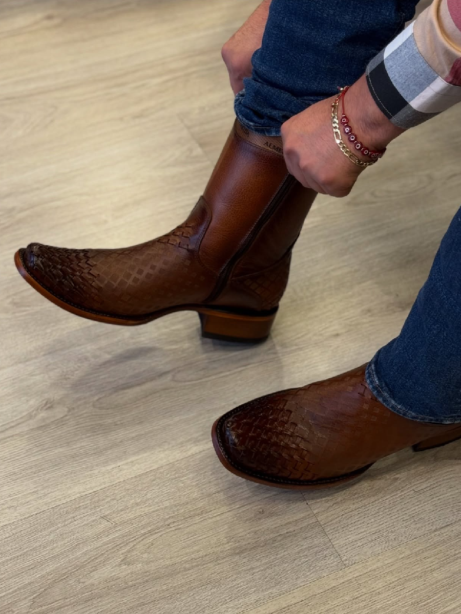 Woven Leather Boots