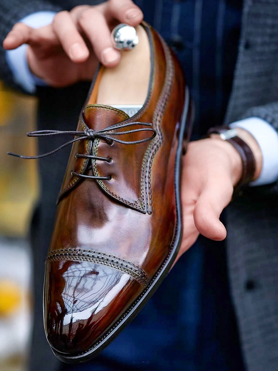 Pointed Toe Oxford Leather Handmade Shoes