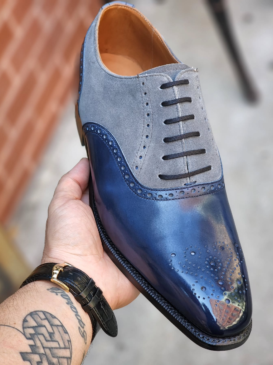 Carved Genuine Leather Oxford Shoes