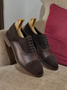 Handmade Brogue Carved Suede Shoes