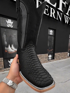 New Snake Print Mid-calf Western Cowboy Boots