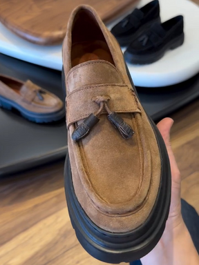 Retro Tassel Thick-soled Height-enhancing Men's loafers