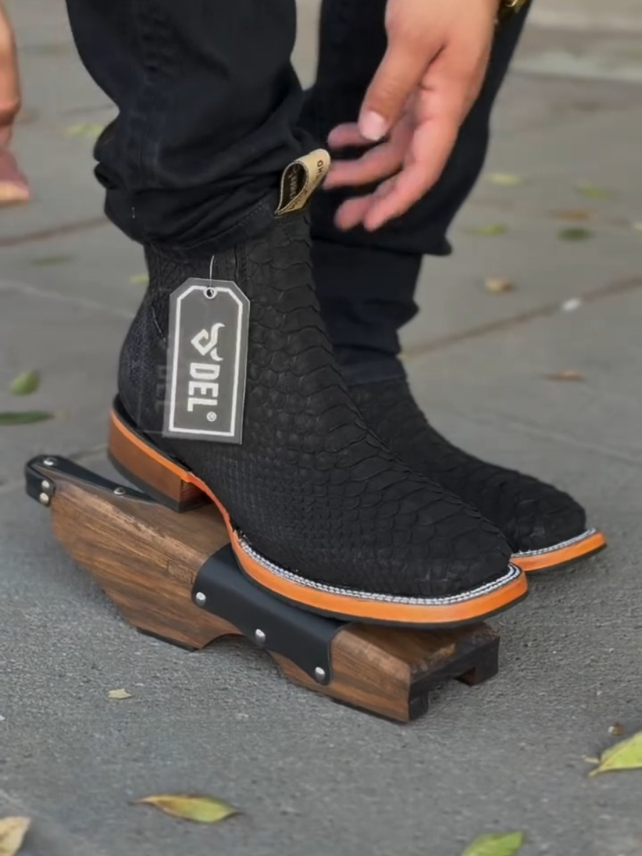 Black Square Toe Ankle Boots