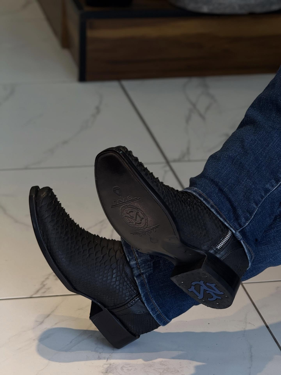 Snake-print Mid-calf Western Cowboy Boots