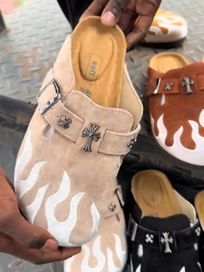 Flame Print Slippers