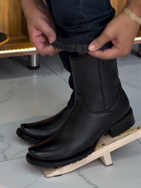 Black Leather Cowboy Boots