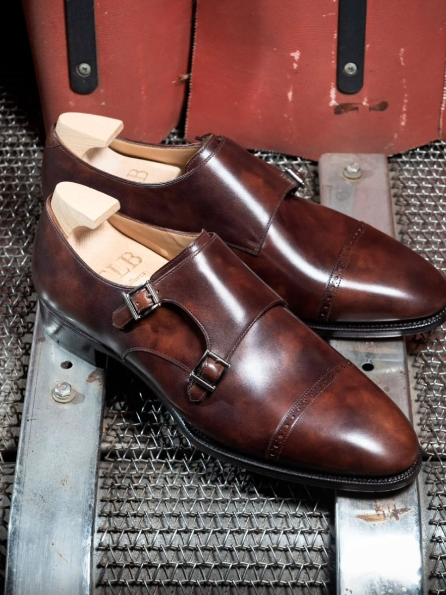Double Buckle Formal Leather Shoes With Full Cowhide Lining