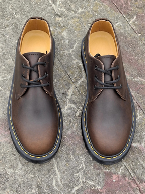 Genuine Leather Round Toe Lace-up Shoes
