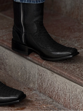 New Thick Heel Knight Crocodile Men's Boots