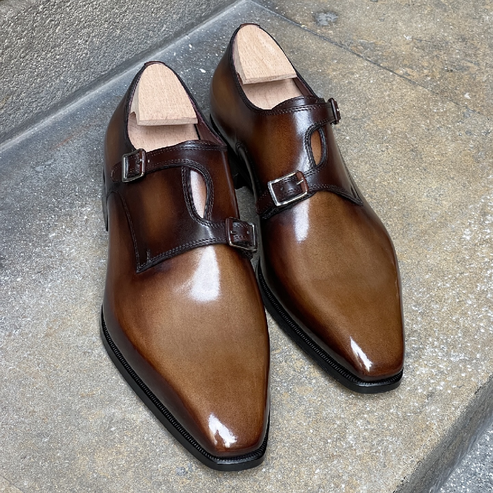 Handmade Leather Double Buckle Shoes