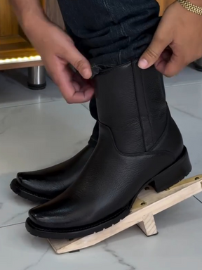 Black Leather Cowboy Boots