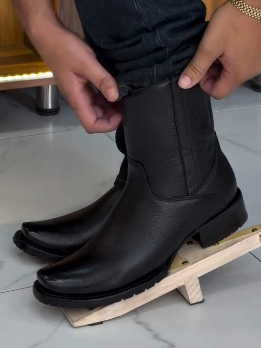 Black Leather Cowboy Boots