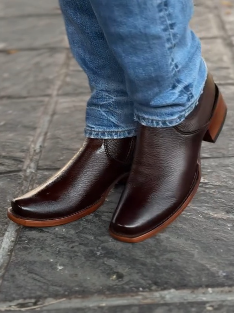 Chunky Heel Square Toe Cowboy Boots