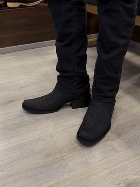 Square Toe Crocodile Print Boots