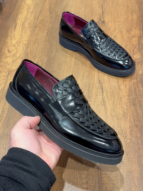 Woven Vintage Men's Leather Shoes