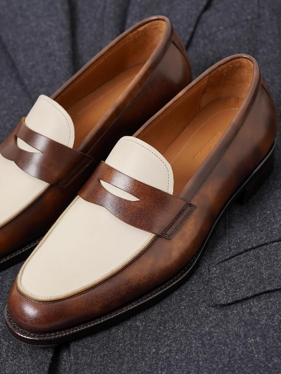 Colorblock Handmade Vintage Leather Shoes