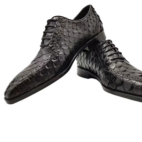 Python Skin Brogue Shoes|Cow Leather Sole