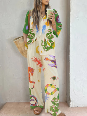 Printed Fashion Casual Pajamas Suit