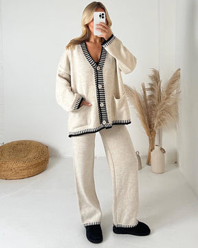 Casual Knitted Single-breasted 2pc Set