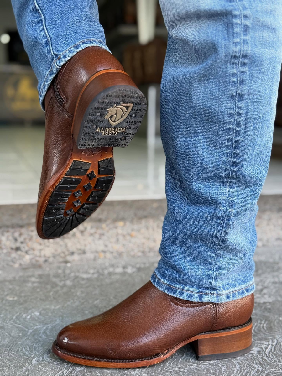 Brown Genuine Leather Handmade Ankle Boots