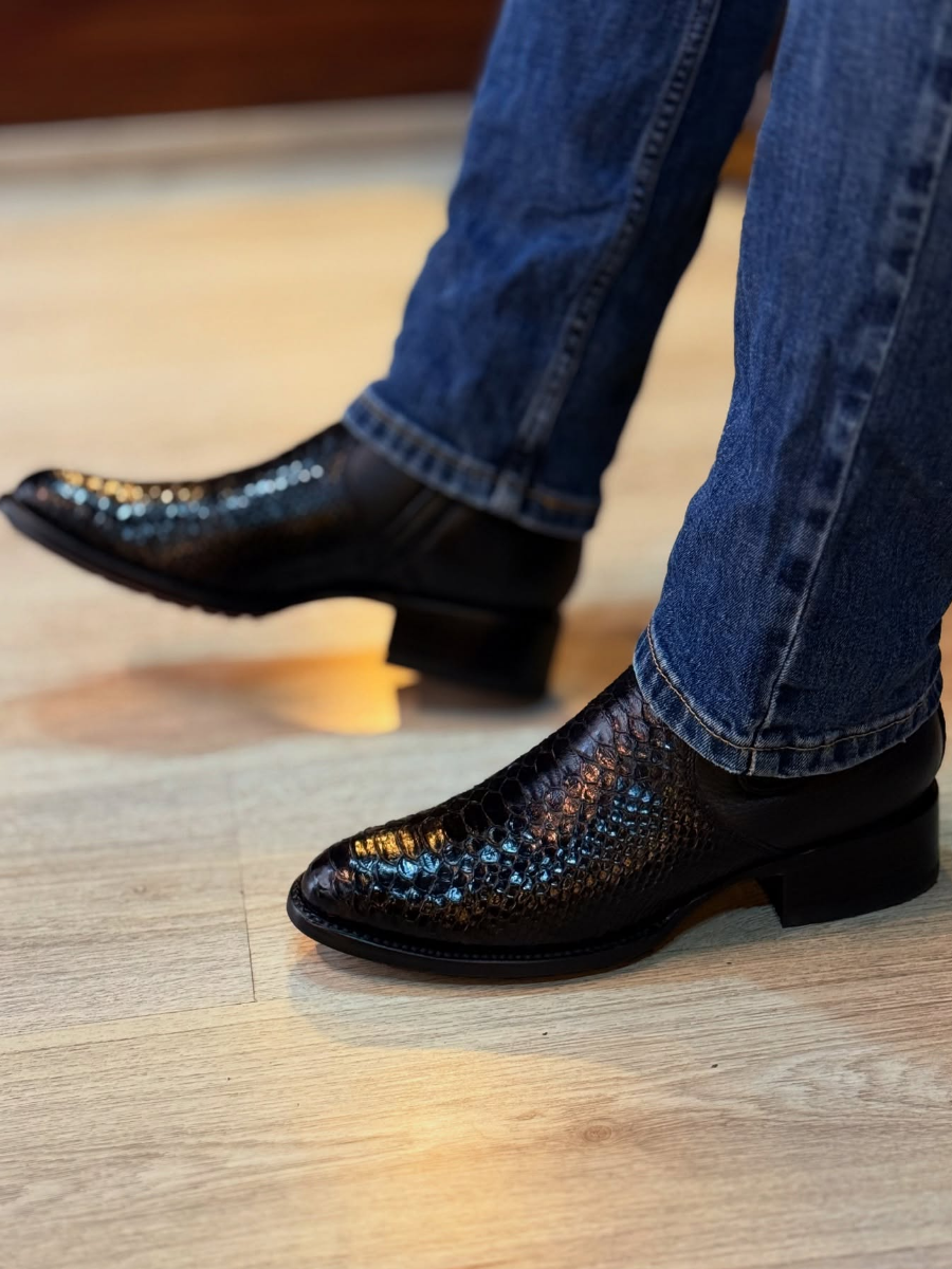 Snake Print Handmade Ankle Boots
