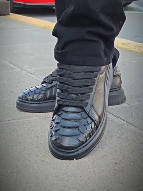 Crocodile-patterned Genuine Leather Versatile Men's Shoes