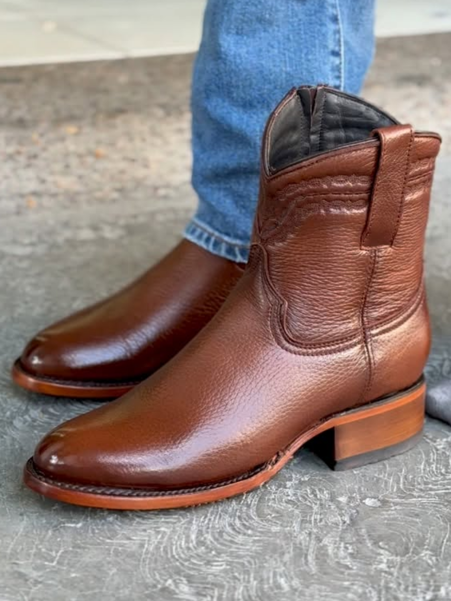 Brown Genuine Leather Handmade Ankle Boots