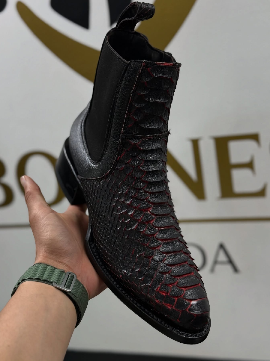 Thick Heel Knight Crocodile Men's Boots