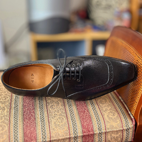 Genuine Leather Handmade Square Toe Lace-up Casual Leather Shoes