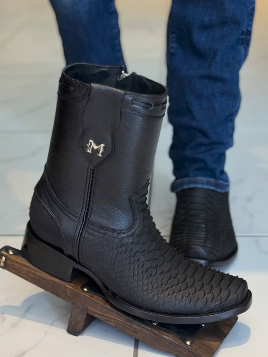 Snake-print Mid-calf Western Cowboy Boots