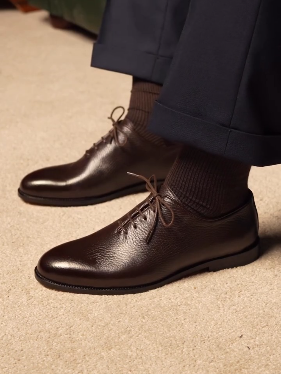 Brown Deerskin Oxford Shoes