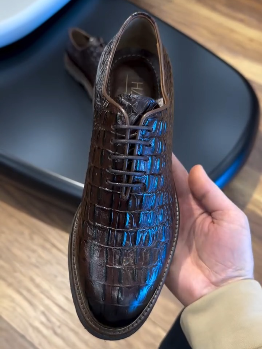 Crocodile Pattern Business Formal British Leather Shoes