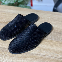 Men's Black Glitter Half Slippers